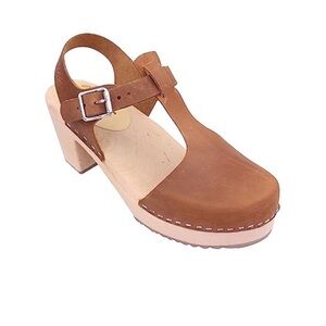 MIA Sofia Luggage Brown Wooden Strap Clog